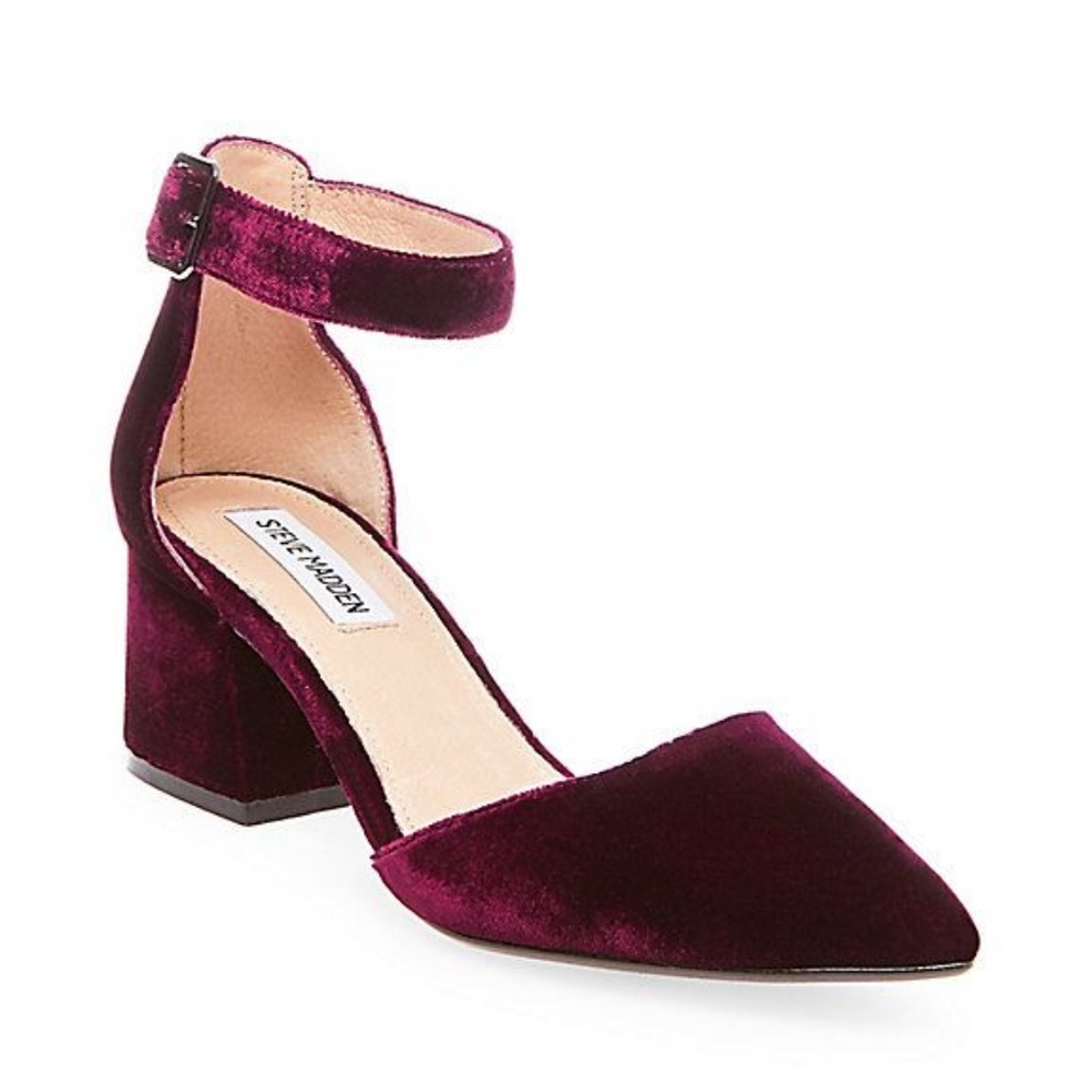 Steve Madden Dainna-V burgundy velvet heels